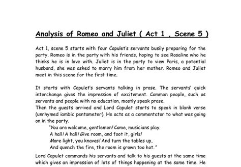 romeo and juliet act 1 scene 5 summary|romeo and juliet key quotes analysis.